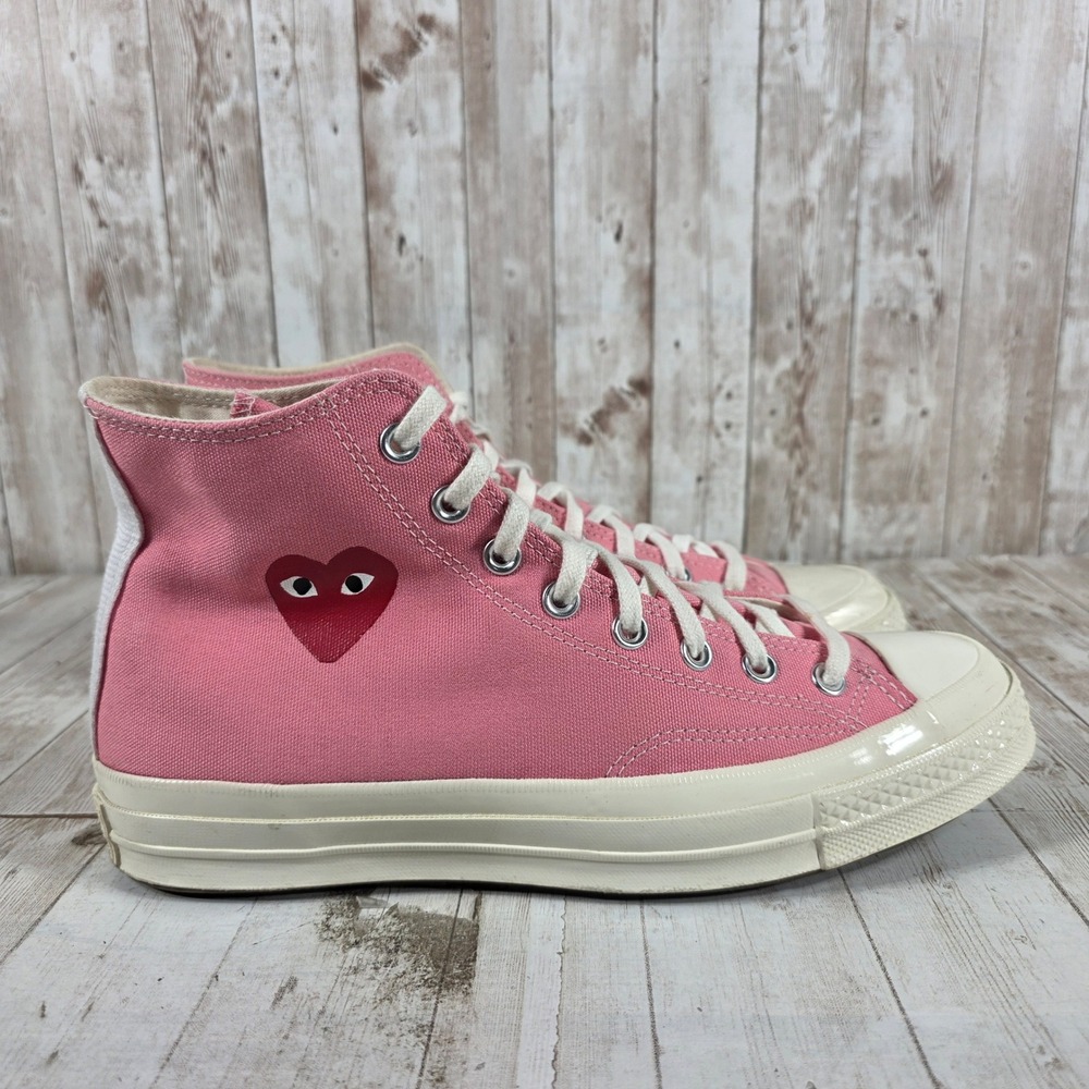 Converse x Comme des Garcons PLAY Chuck 70 Hi Pink Heart Sneakers 168301C Mens 9